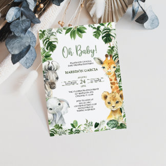 Oh Baby Greenery Oerwoud Safari Animals Baby showe Kaart