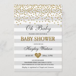 Oh Baby Grey en Gold Neutral Baby shower Sprinkle Kaart