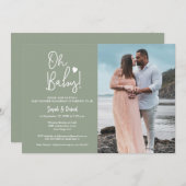 Oh Baby Groen Aangepaste Foto Koppel Douche Kaart (Voorkant / Achterkant)