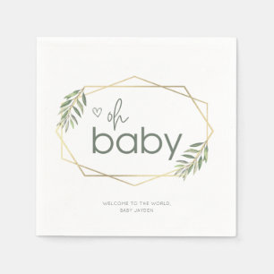 Oh Baby Groen en Goud Baby shower Servet