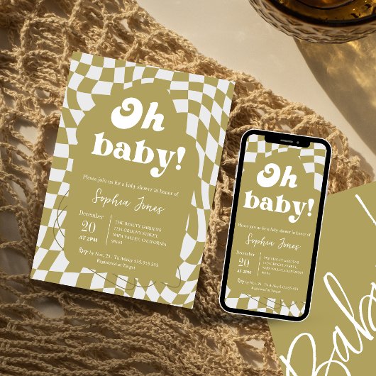Oh Baby! Groen geruit | Gingham | BABY SHOWER Kaart