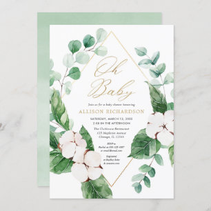 Oh Baby groene eucalyptus spring baby shower Kaart