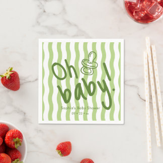 Oh Baby Groene Golvende Strepen Neutrale Baby Show Servet