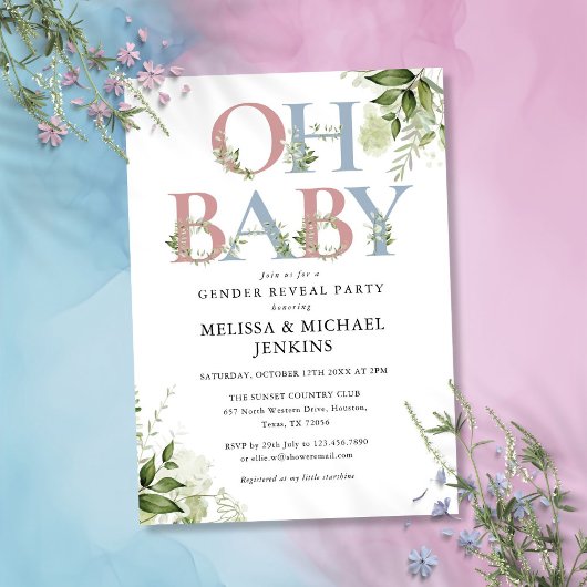 Oh Baby Groene Letter Geslacht Reveal Feest Kaart
