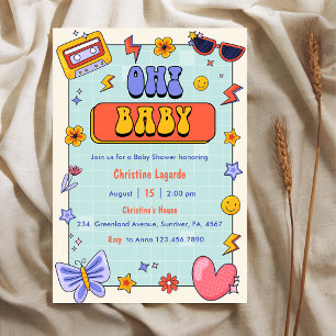 Oh! Baby Groovy Hippie Baby shower Party Kaart