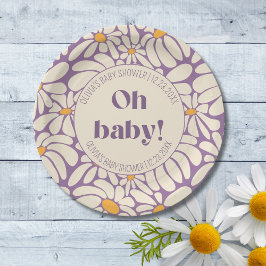 Oh Baby Groovy Retro Daisies Flowers Papieren Bordje