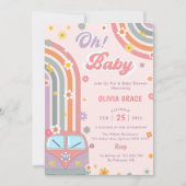 Oh Baby Groovy Retro Daisy Baby shower Party Kaart (Voorkant)