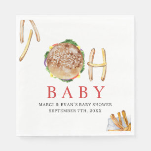 Oh Baby Hamburger en Fries Co Ed Baby shower Servet