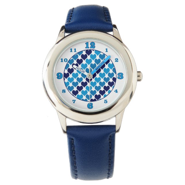Oh Baby harten - Blauw Horloge (Voorkant)