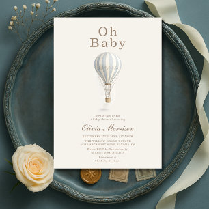 Oh Baby Heet Luchtballon Blauwe Jongen Baby Shower Kaart