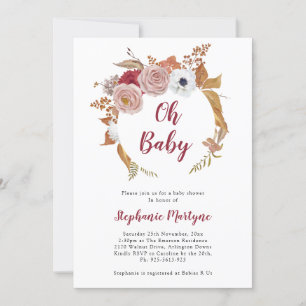 Oh Baby Herfst Floral Wreath Baby shower Kaart
