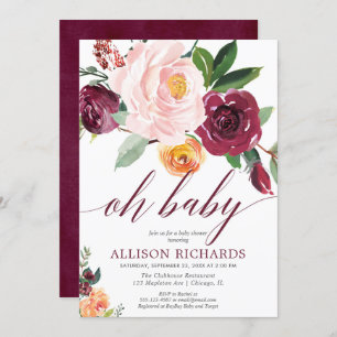 Oh baby herfst rustiek bloemenmeisje baby shower kaart