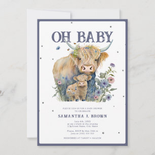 Oh Baby Highland Koe Elegant Baby shower Kaart