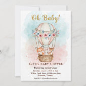 Oh Baby Hot Air Balloon Floral Invitation (Devant)