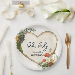 Oh Baby Houten Schijf Paddenstoel Herfst Baby Show Papieren Bordje