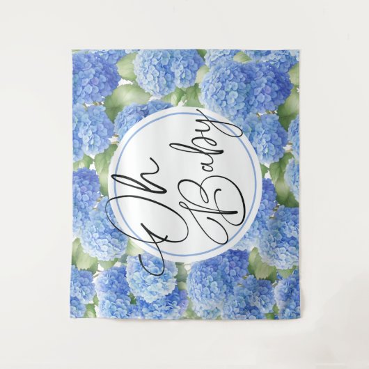 Oh Baby Hydrangea Blue Flowers Wandkleed (Voorkant)