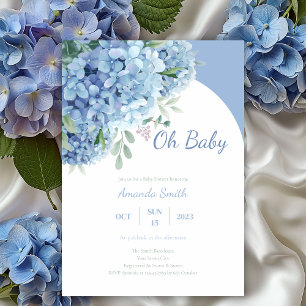 Oh Baby Hydrangea Dusty Blue Baby shower Kaart