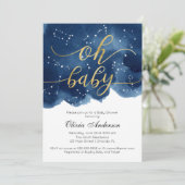 Oh Baby Invitation Baby shower Stars aquarelle (Debout devant)