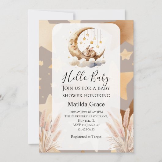 Oh Baby Invitation Lapin Demi-Lune (Devant)