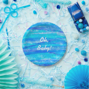 Oh Baby, Jongen's Blauw Baby shower Papieren Bordje