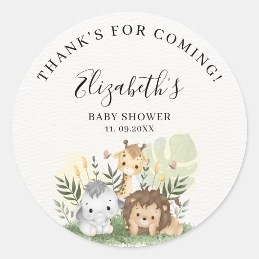 Oh Baby Jungle Baby Shower Boy Ronde Sticker (Voorkant)