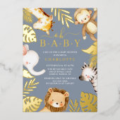 Oh Baby Jungle Baby shower Foil Invitation (Recto)