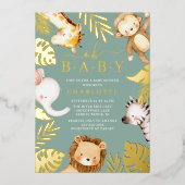 Oh Baby Jungle Baby shower Foil Invitation (Recto)