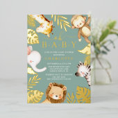 Oh Baby Jungle Baby shower Foil Invitation (Debout devant)