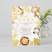 Oh Baby Jungle Baby shower Foil Invitation (Debout devant)