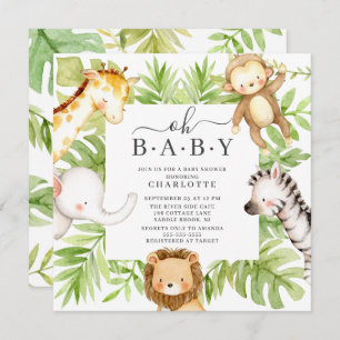 Oh Baby Jungle Baby shower Invitation