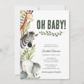 Oh Baby Jungle Baby shower Invitation (Devant)