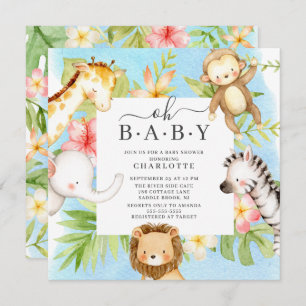 Oh Baby Jungle Baby shower Invitation