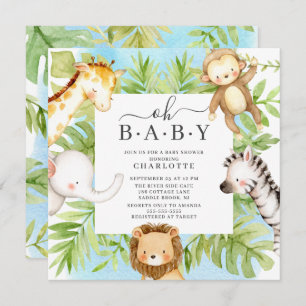 Oh Baby Jungle Baby shower Invitation