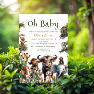 Oh Baby Jungle Baby shower Invitation