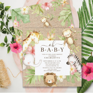 Oh Baby Jungle Baby shower Invitation