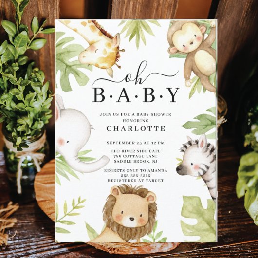 Oh Baby Jungle Baby shower Invitation