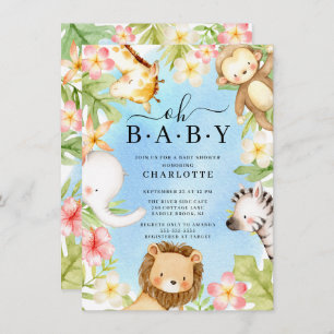 Oh Baby Jungle Baby shower Invitation