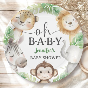 Oh Baby Jungle Baby Shower Safari Dieren  Papieren Bordje