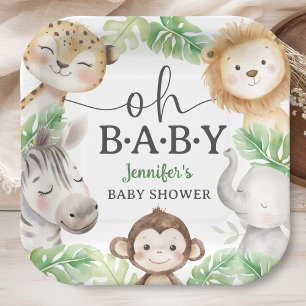 Oh Baby Jungle Baby Shower Safari Dieren Papieren Bordje