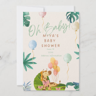 Oh Baby! Jungle Safari Baby Shower Invitation Kaart