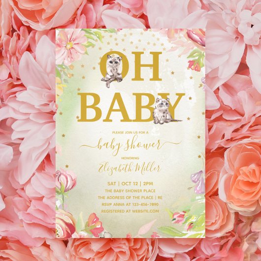 Oh Baby Kitten Cat Baby shower Kaart