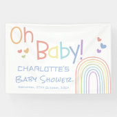 Oh Baby! Kleurrijke Regenboog Baby Shower Spandoek (Horizontaal)