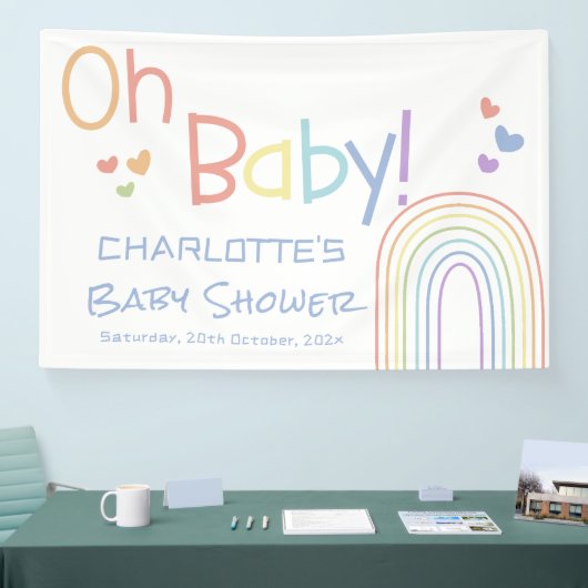 Oh Baby! Kleurrijke Regenboog Baby Shower Spandoek (Beurs)