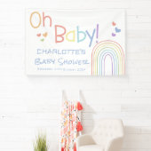 Oh Baby! Kleurrijke Regenboog Baby Shower Spandoek (Insitu)