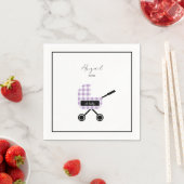 Oh Baby Lavender Gingham Pram Baby shower Napkins Servet (Insitu)