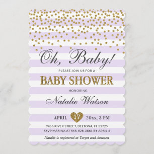 Oh Baby Lavender Paars en Gold Girl Baby shower Kaart