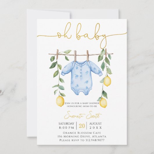 Oh baby lemon  Baby Shower Invitation (Devant)
