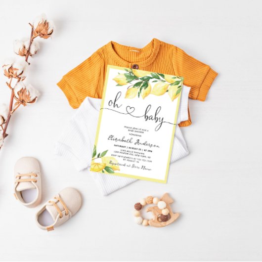 Oh Baby Lemon Baby shower Uitnodiging