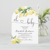 Oh Baby Lemon Citrus Baby shower Invitation (Debout devant)