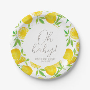 Oh Baby Lemon Waterverf Baby shower Papieren Bordje